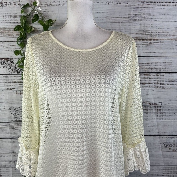 Alfani Tunic Top Beach Swim Cover Up size Medium Ivory Cream Lace Boho Peasant - Picture 3 of 14